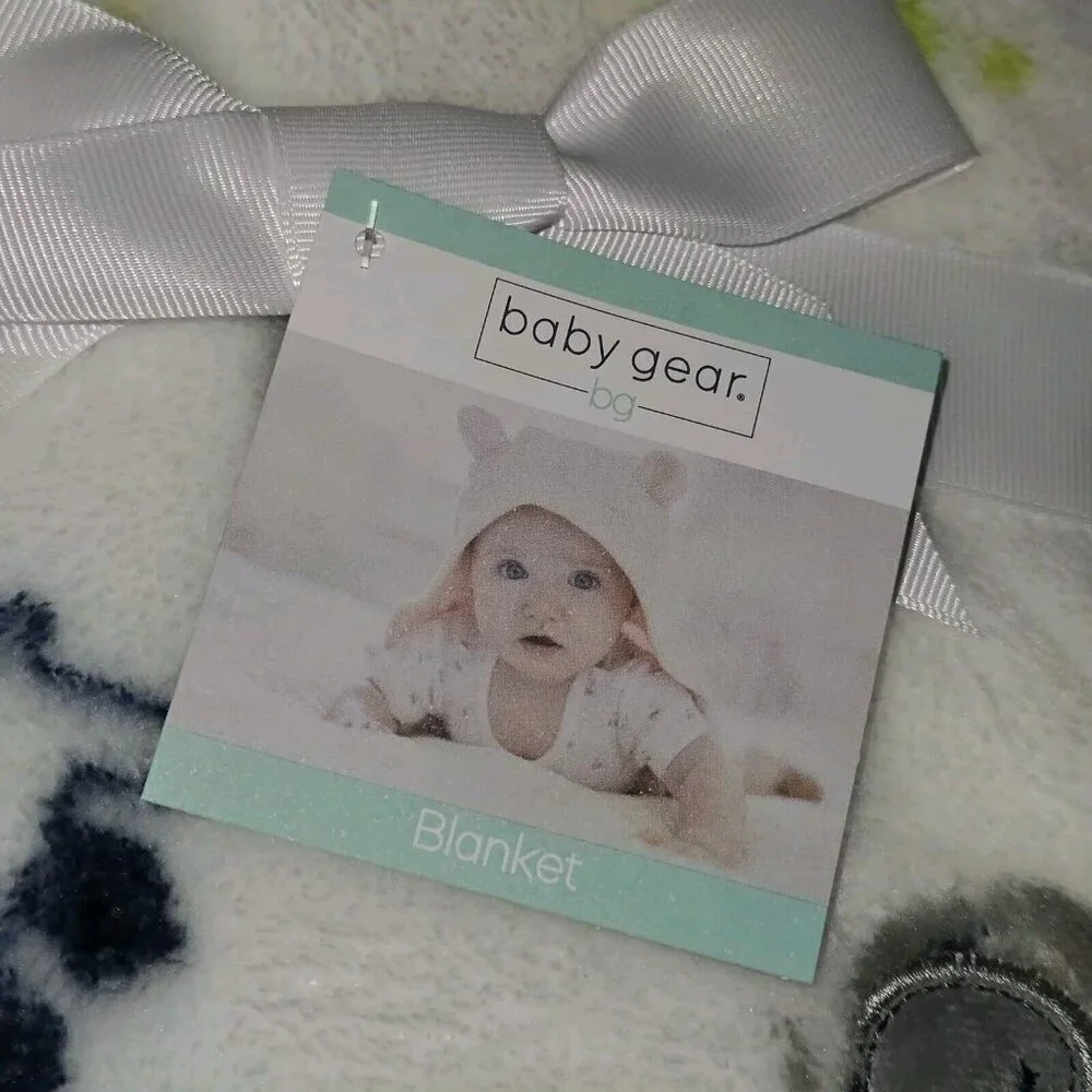 NEW Baby Gear Dinosaur Elephant Fleece Baby Blanket Lovey Gray Blue White